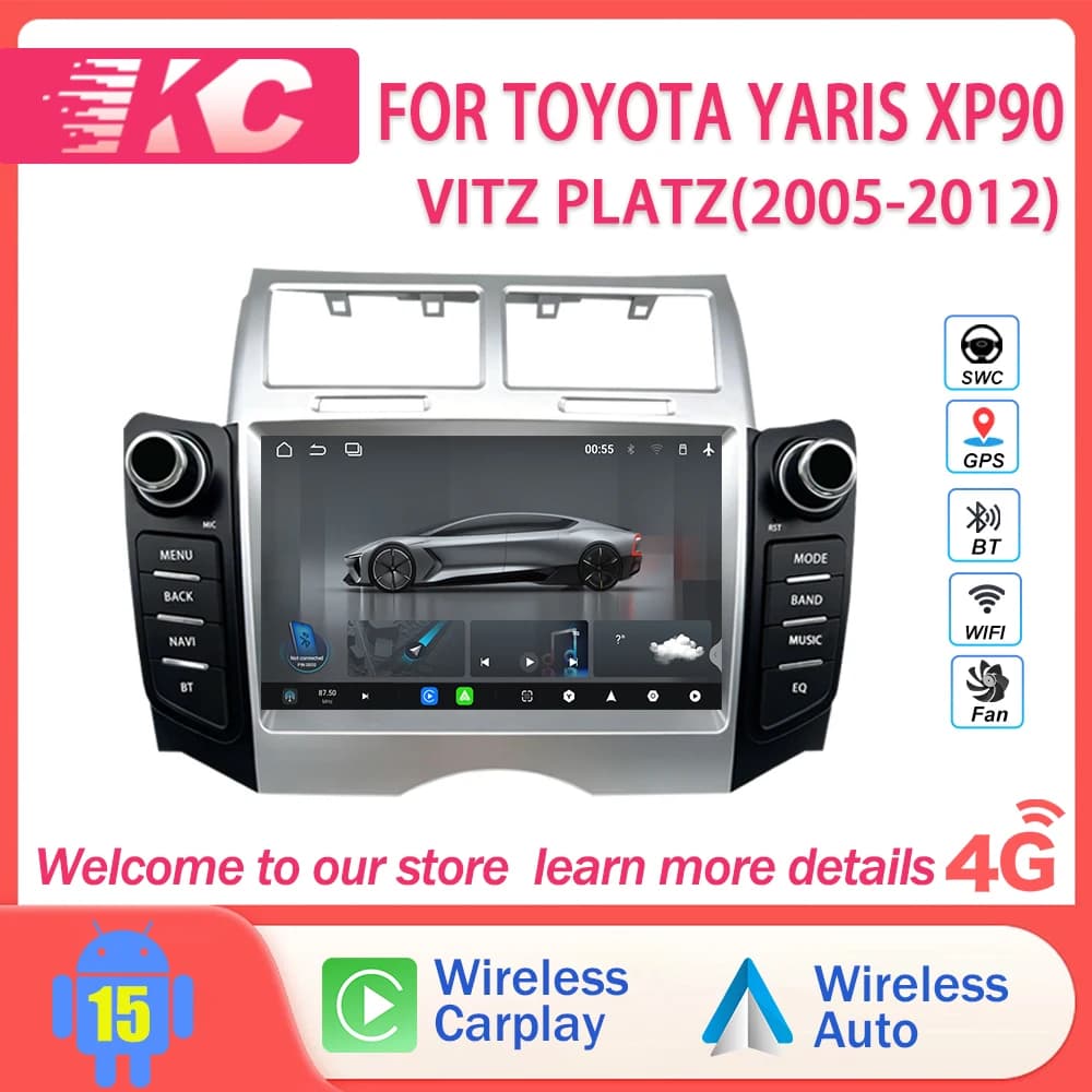 Per TOYOTA YARIS XP90VITZ PLATZ (2005-2012) Navigazione con schermo diviso, ingresso video per retromarcia, Android Auto e altre funzioni.