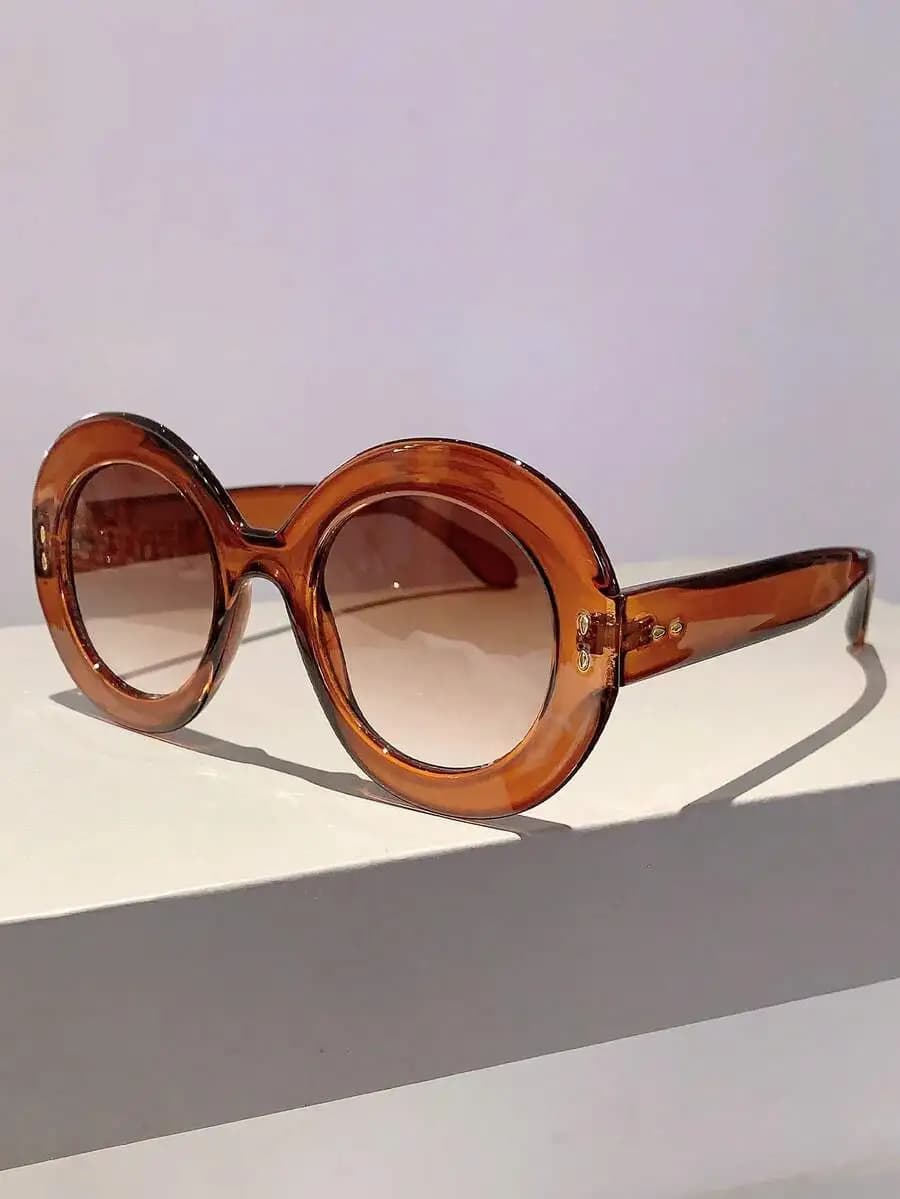 Oversized Round Brown Fashion Sunglasses For Women Outdoor Travel Party Summer Beach