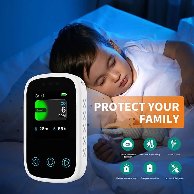 Mini Electrochemical Carbon Monoxide (CO) Detector, Portable Temperature and Humidity Air Quality mo ni tor