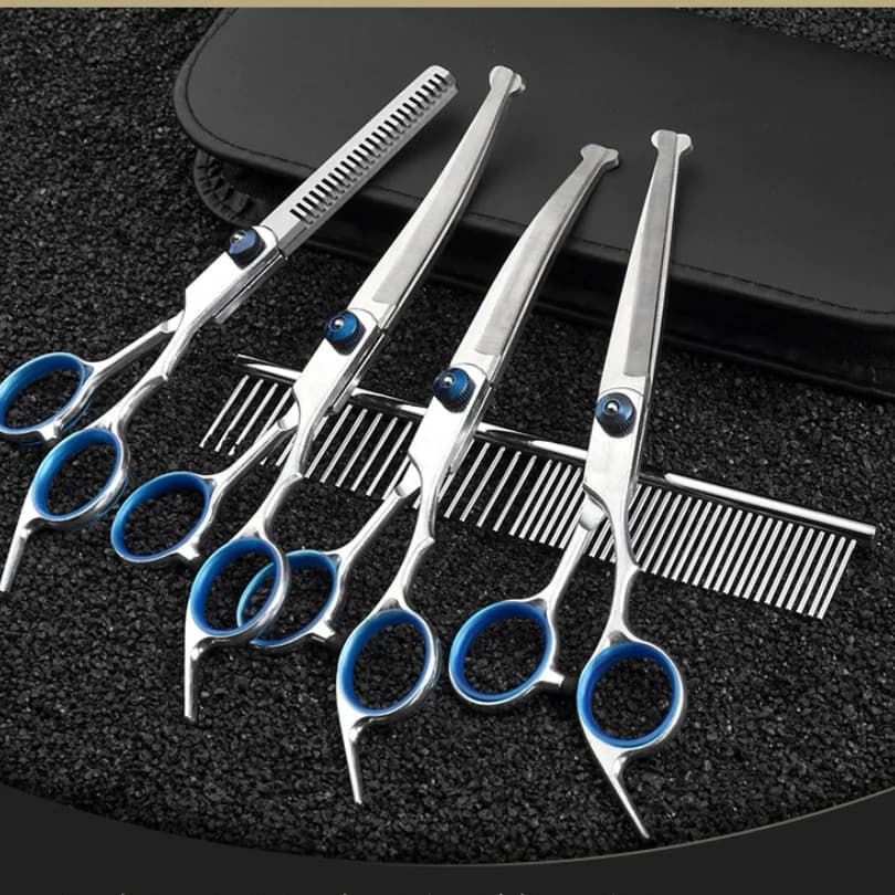 4pcs Pet Safe Scissors - Ambidextrous Stainless Steel Dog Grooming Shears with Safe, Round Head for Precision Trimming