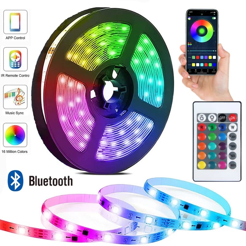 RGB 5050 DC5V USB 24 tasti Bluetooth Led Strip Lights Nastro con telecomando Cambia colore Lampada per la decorazione della camera da letto di Natale