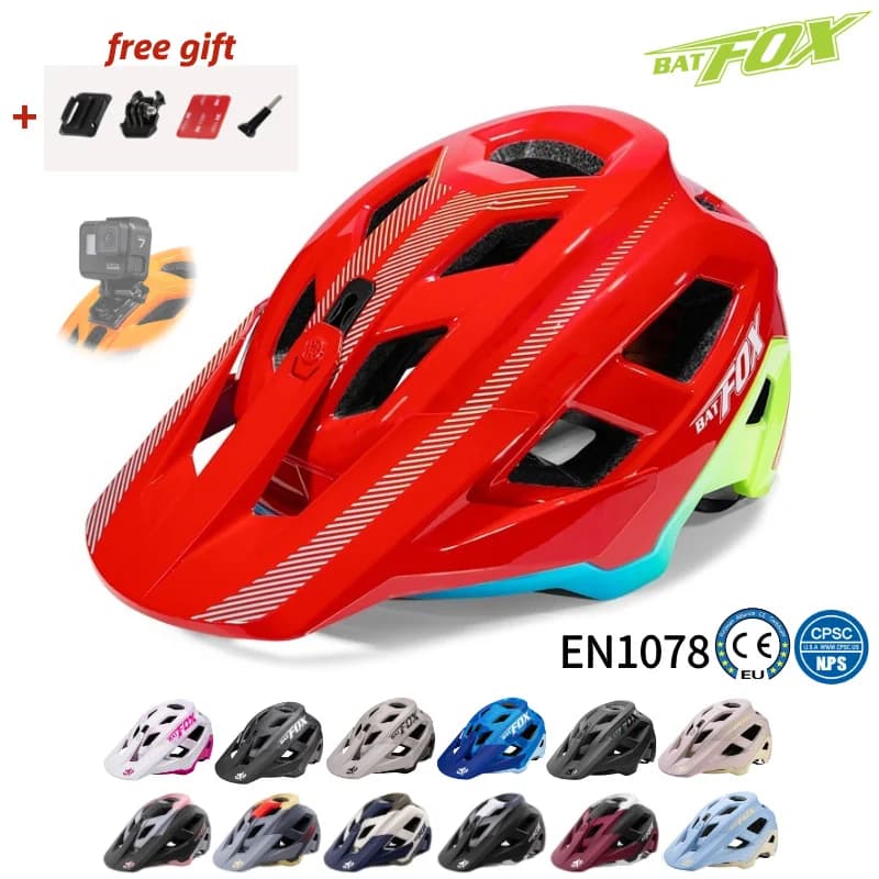 BATFOX cycling helmet with action room support, for outdoor sports, safety, off-road, MTB, bike, man, woman, equipment for E-Bike