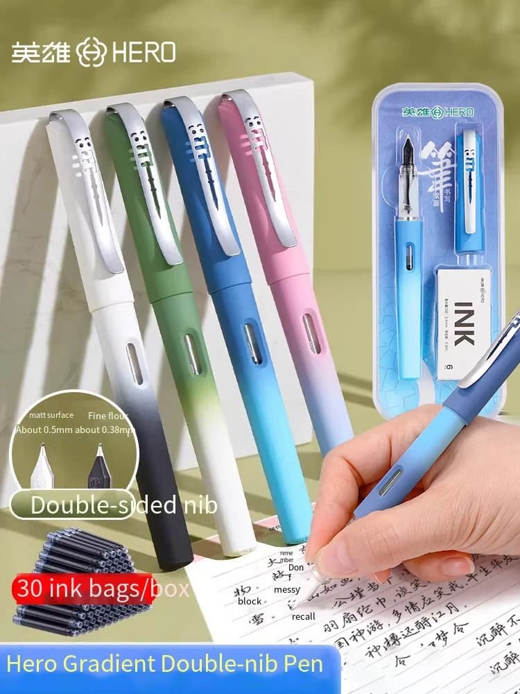 HERO P601 Double-sided Nib Gradient Fountain Pen, Posture Correction for Primary Students, Calligraphy Writing