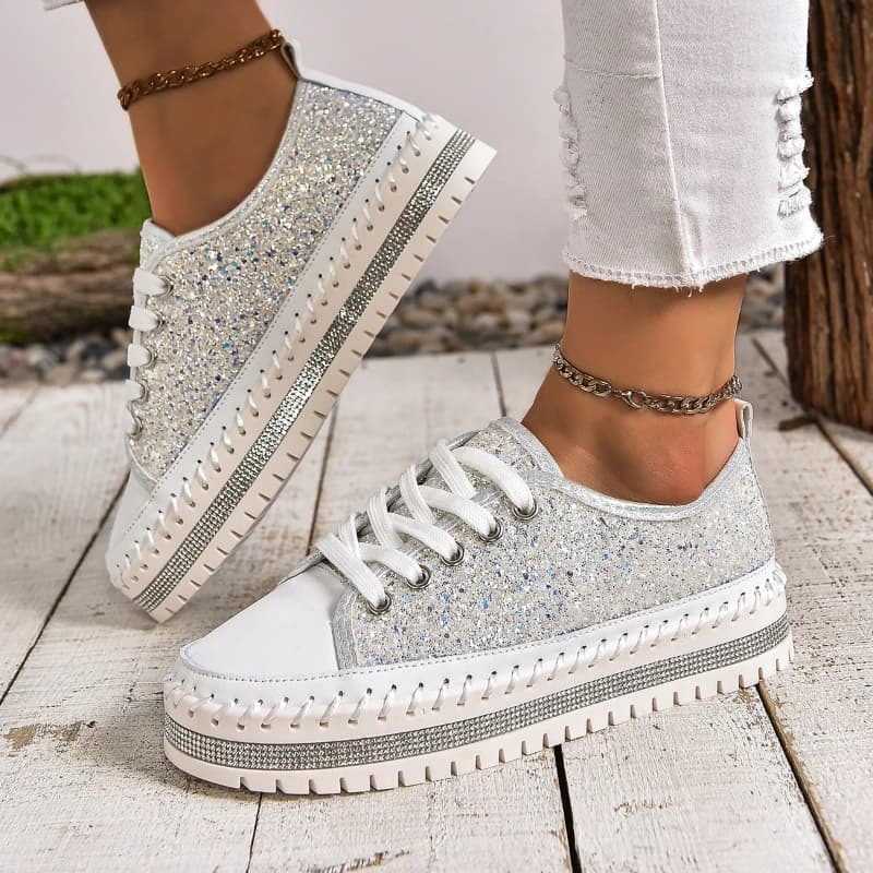 Scarpe da Donna con Suola Spessa, Punta Rotonda, Design a Goccia d'Acqua, Allacciatura, Impermeabili, Versatili, Comode, Antiscivolo e Traspiranti