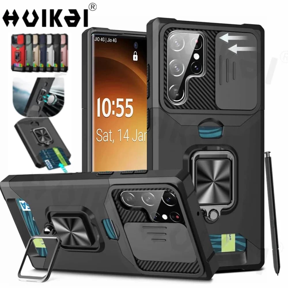 Custodia protettiva per carte a portafoglio antiurto per Samsung Galaxy S24 Ultra S23 FE S22 Note 20 Ultra A14 A54 A13 A53 Heavy Duty Armor Style