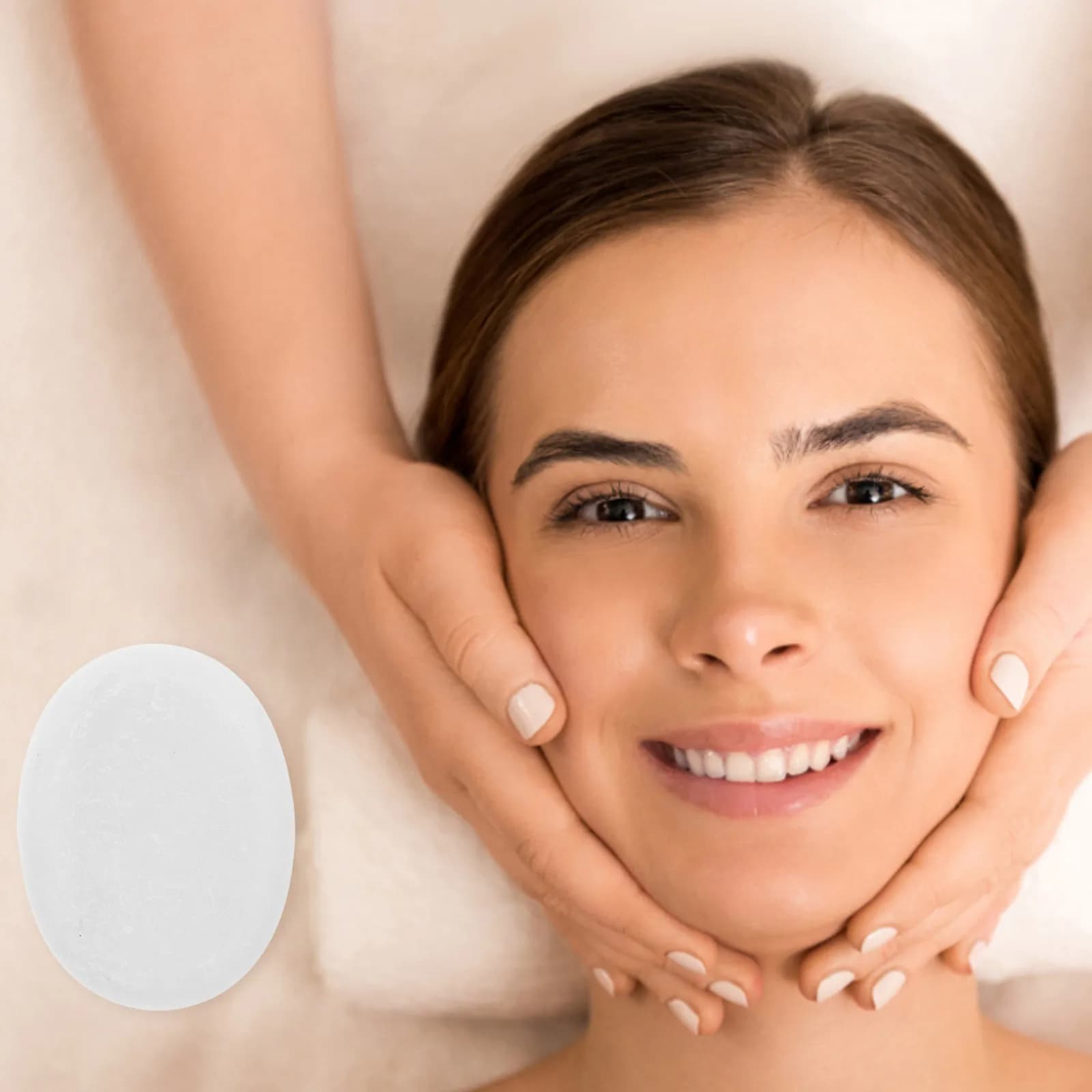 Set di 2 Pietre Massaggianti in Marmo Naturale per Terapia Caldo-Freddo, Aromaterapia con Oli Essenziali, Relax Professionale per Corpo e Viso