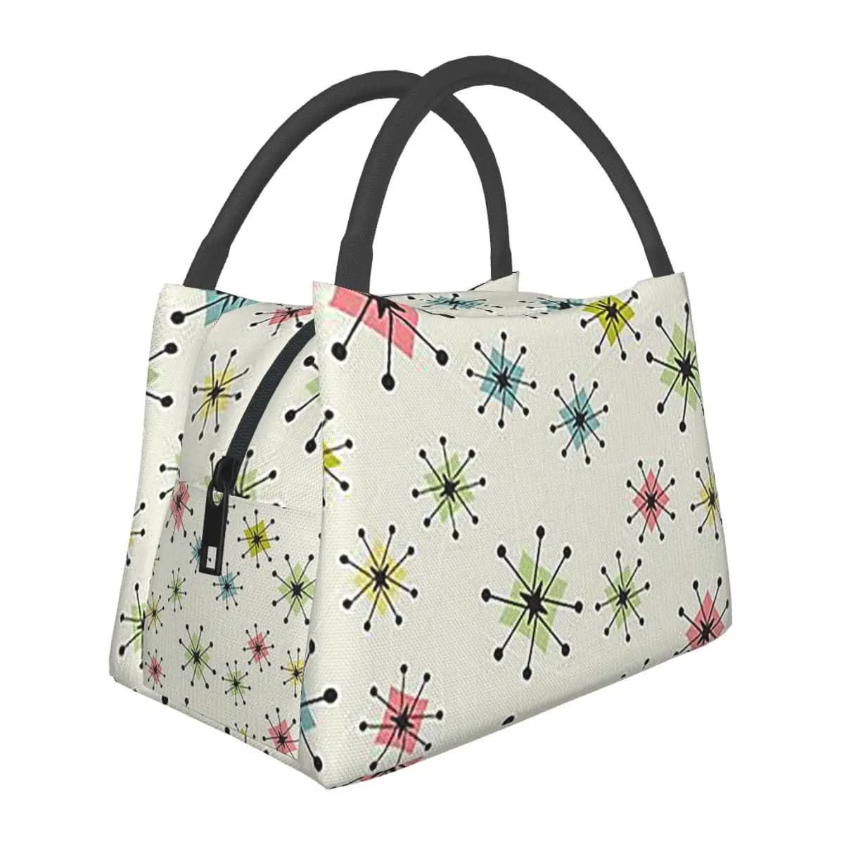 Atomic Era Graphic Insulated Lunch Bag for Women Picnic Storage Food Boxes Portable Container Cooler Thermal Lunch Box Tote