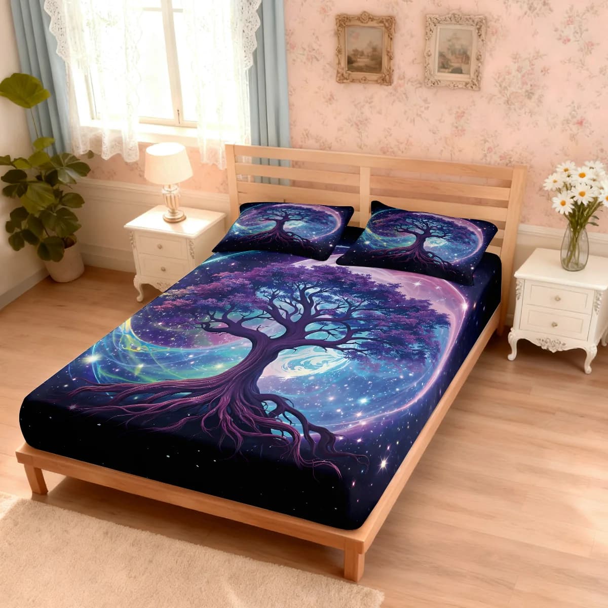 Set of 3 Sheets Without Sewings with Print Universal Life Tree, Multi-Measure Soft Bed Cover, Bedroom Decoration