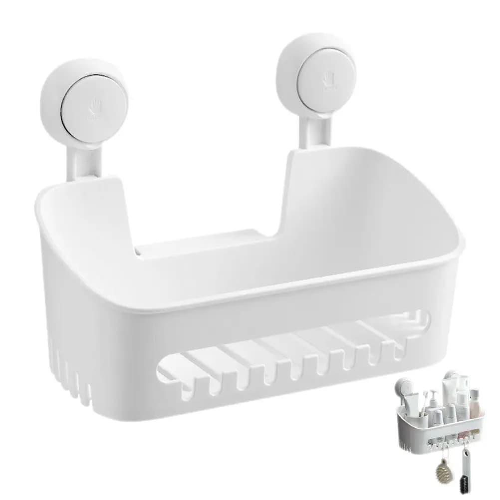 Suction Cup ABS Bathroom Storage Rack Wall Mounted Shower Organizer Toothbrush Holder Shampoo Shelf Suction Cup Draining Rack