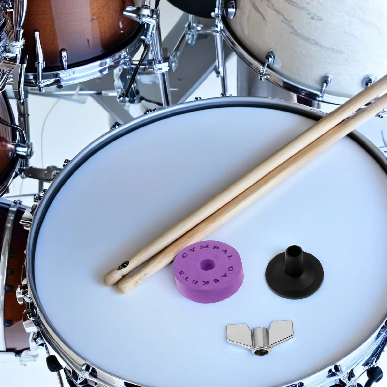 1Set Eva Drum Cymbal Felt Pad Kit Non-Slip Cymbal Stand Sleeves Washers Wing Nuts for Noise Reduction Protection Drum