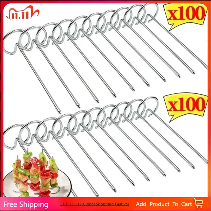 100 pieces vertical skewers for barbecue stainless steel skewers for air fryer accessories for air fryer grill