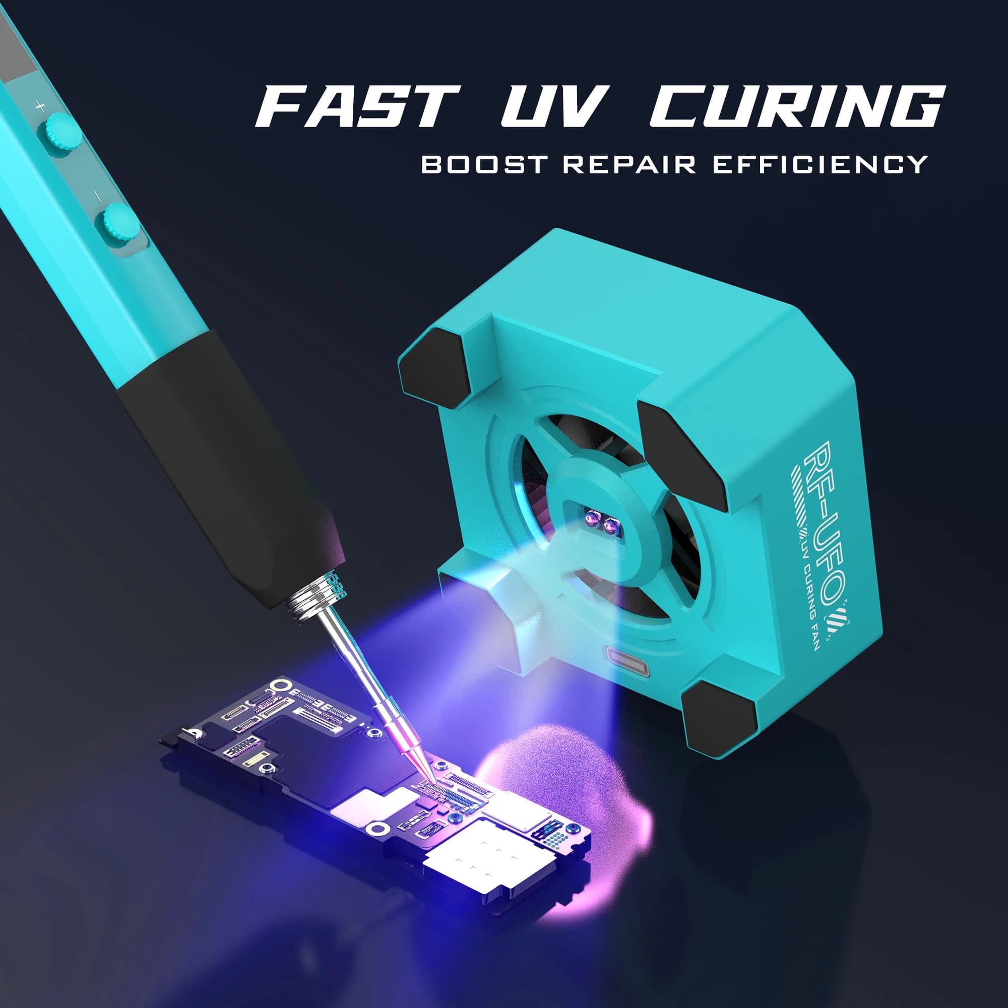 RF4 RF-UFO 3-in-1 Soldering Fan Dust Detector UV Curing Light Smoke Exhaust Cooling Fan for Mobile PCB ICRepair