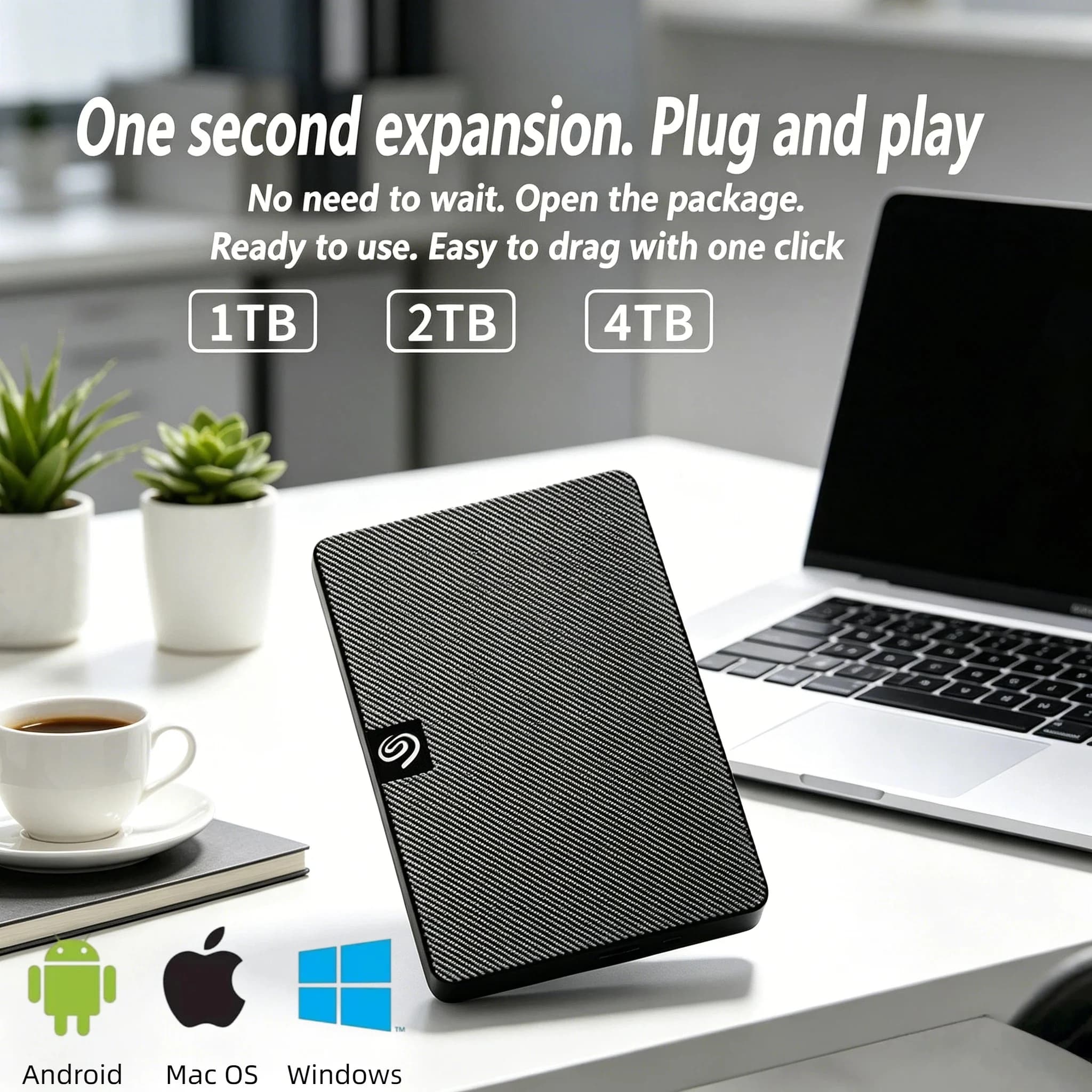 OEM per Seagate, Disco Rigido Esterno Portatile da 500GB 1TB 2TB, USB3.0, 2.5 Pollici, per Laptop e Mac