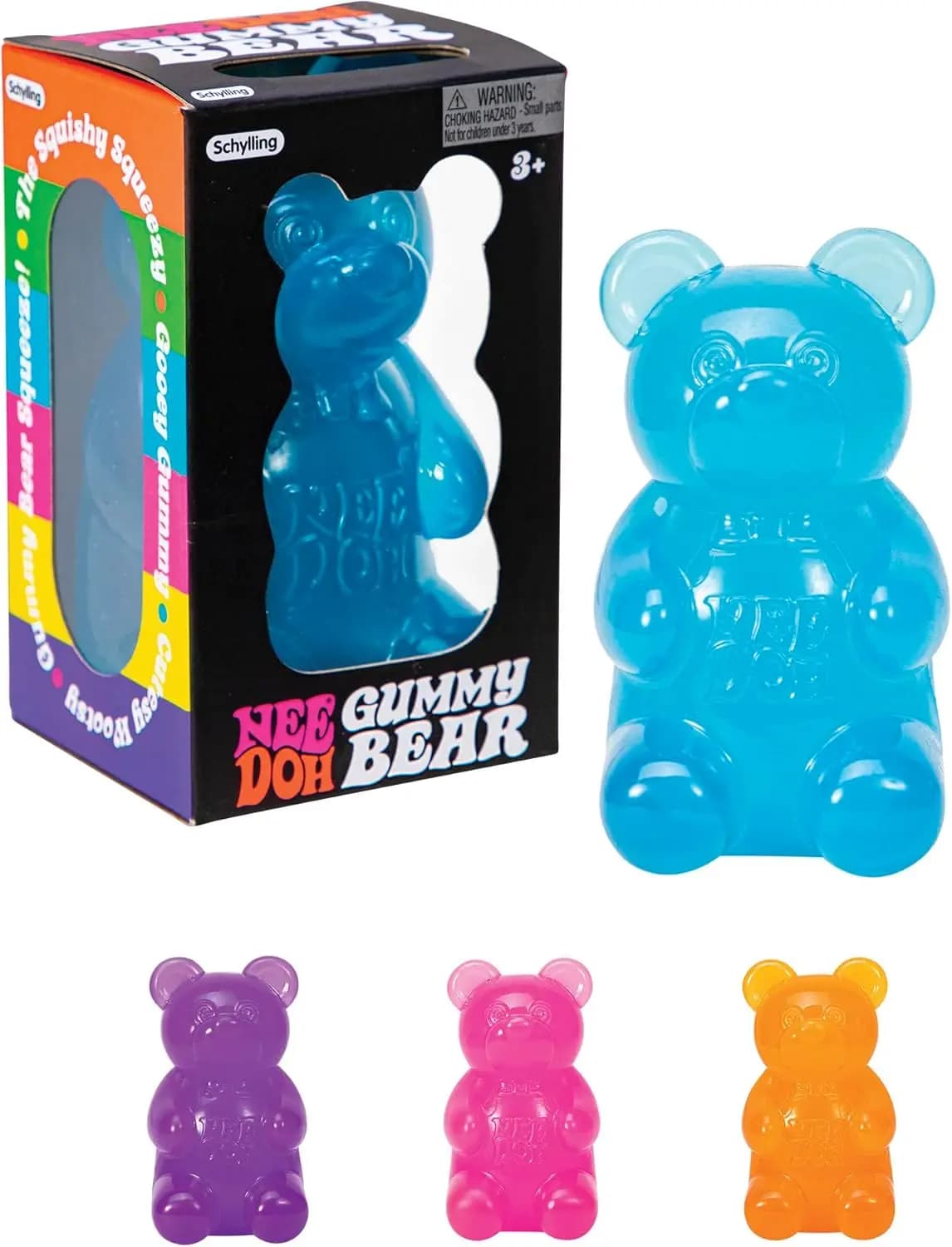 Giocattolo Antistress a Forma di Orsetto Nee Doh in Maltosio, Giocattolo Sensoriale Colorato, Novità Creativa, Decorazione da Scrivania, Bambola Antistress S