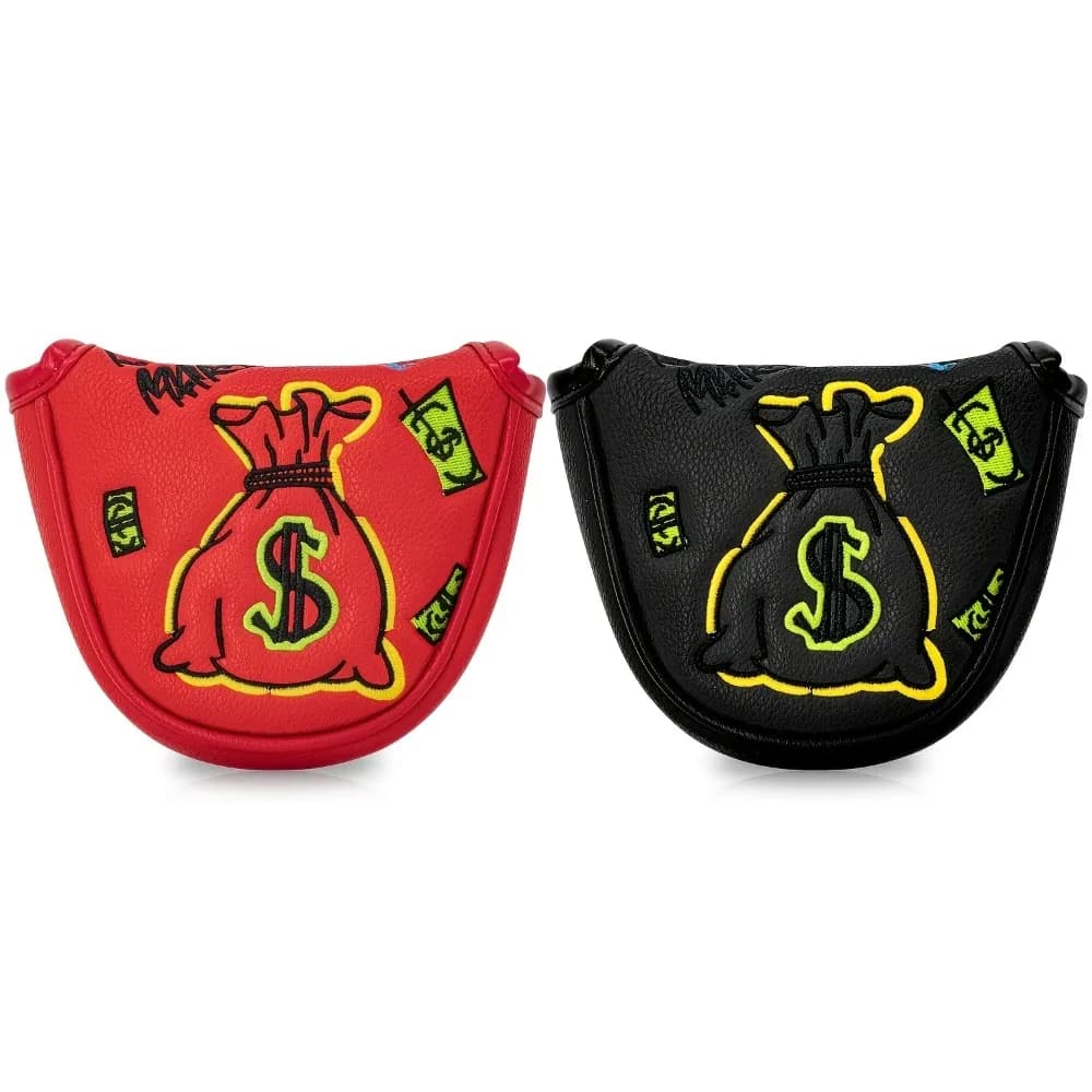 Golf Putter Cover | Half Round PU Club Head Cover, Premium Embroidery, Available in Red and Black, Ideal Gift for First Choice