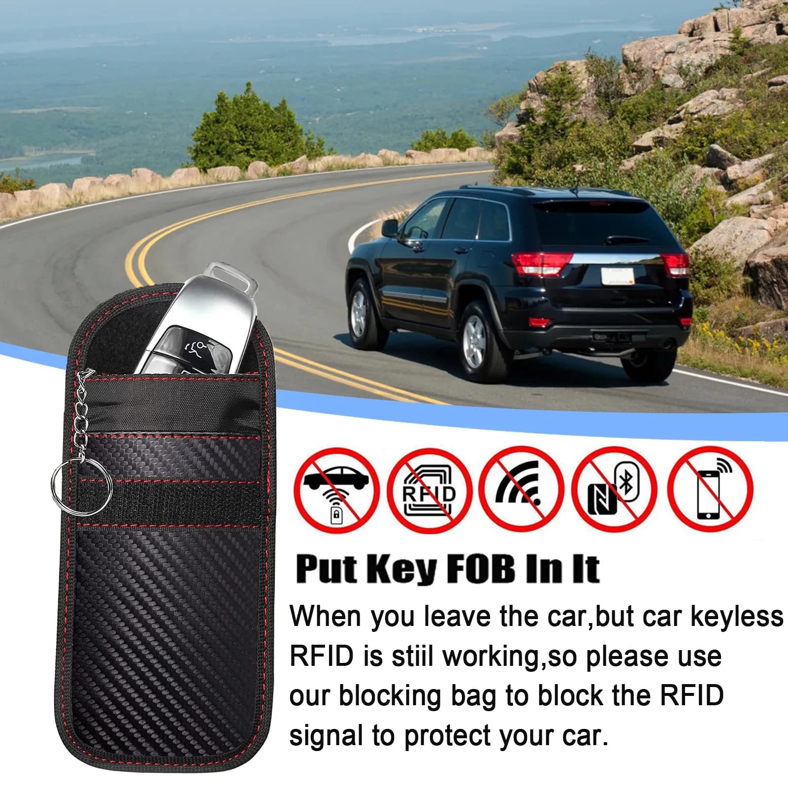 Scatola di schermatura del segnale della chiave dell'auto Set di telecomando Chiave RFID Schermatura Chiave tascabile Borse per carte di credito Organizzatore per la protezione della privacy