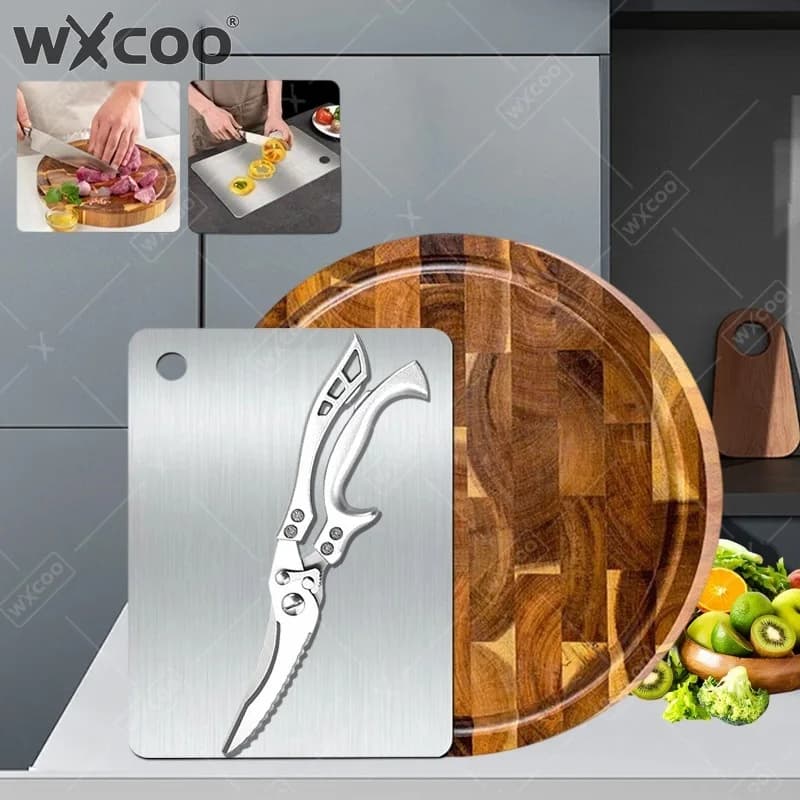 WXCOO Tagliere Rotondo in Legno di Acacia da 11 Pollici, Tagliere da Cucina per Tagliare e Servire Verdure e Frutta