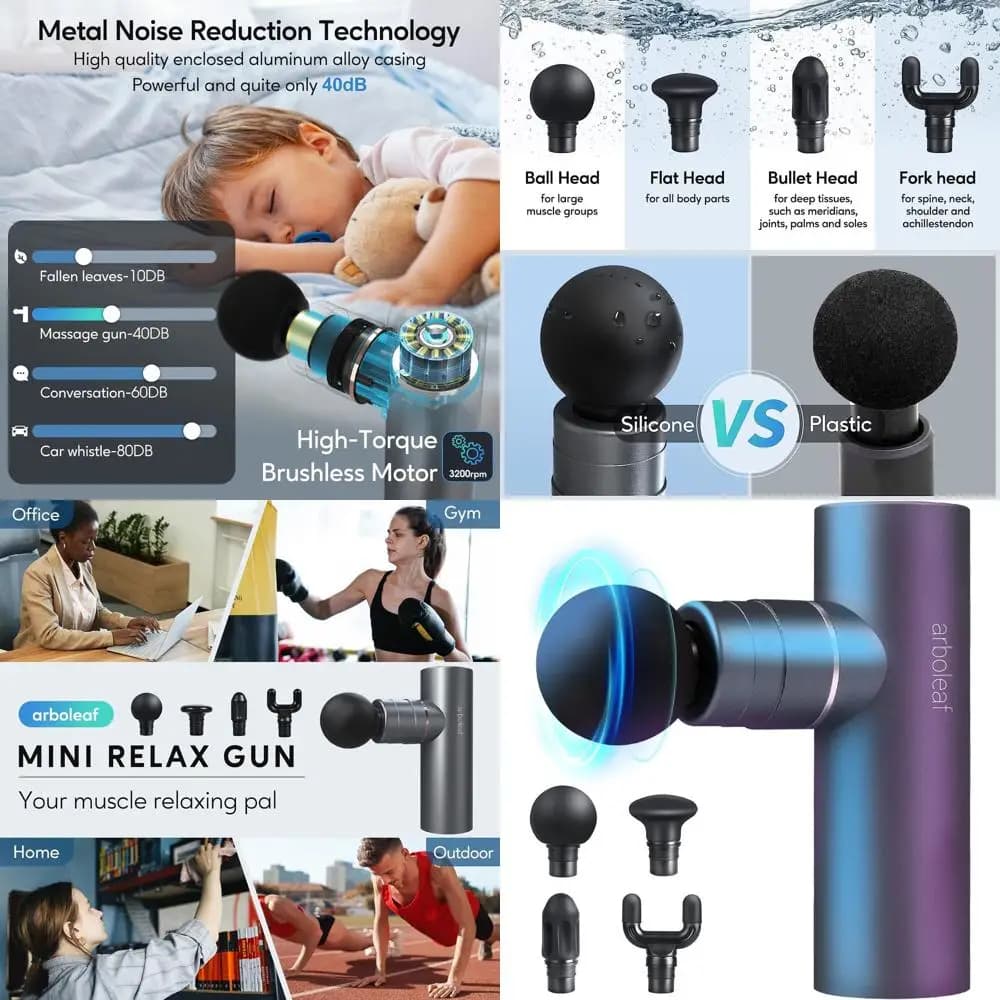 Complete Metal Massage Gun for Sollievo Textile Background - Silent, Portable, Ideal for Athletes and Travels