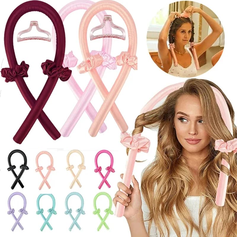 Heat-free hair curly hair No heat Hair curly products Silk satin band Hair styling tools at night boucleur cheveux