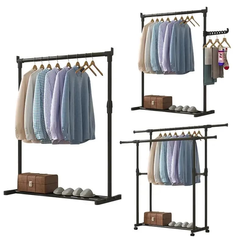 Double-sleeping floor balcony clothes rack design hangers for Hotel stainless steel furniture for Hall long minimalist