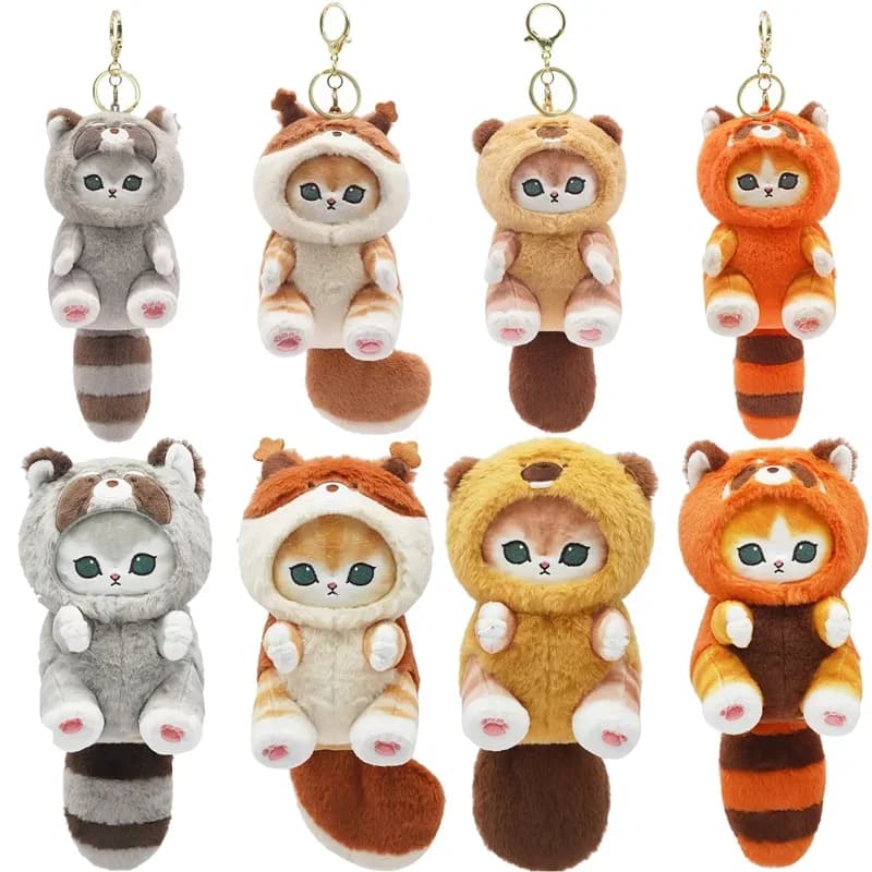 Kawaii Portachiavi Ciondolo Cartoon Mofusand Shark Cat Cross-Dressing Doll Zaino Decor Toys