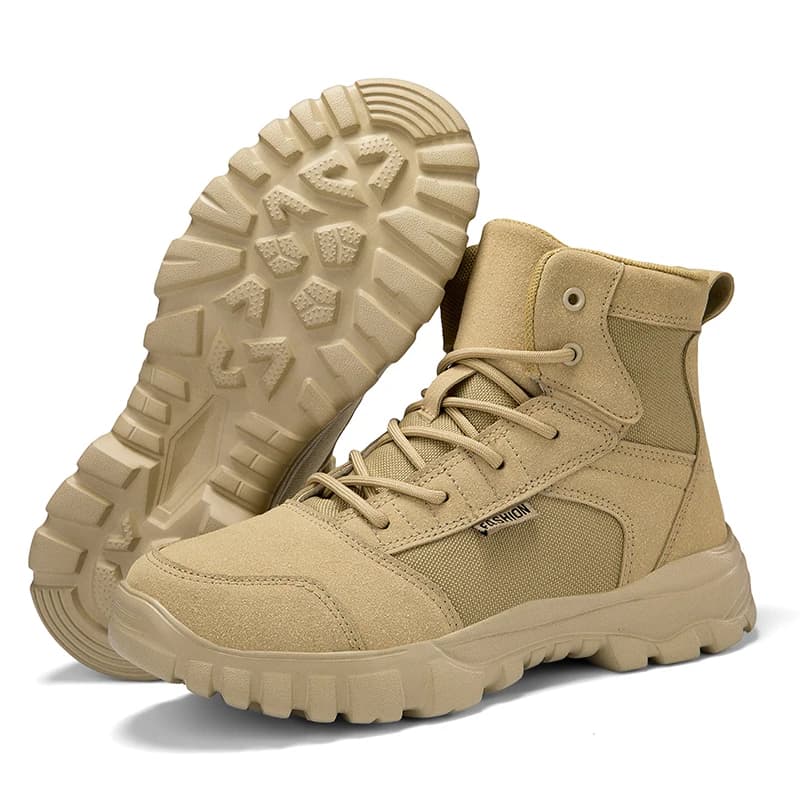 Men Hiking Shoes Outdoor Sneakers Ankle Boots Breathable Mesh Leather Casual High-Top Wear-Resistant Shoes Tactical Walking