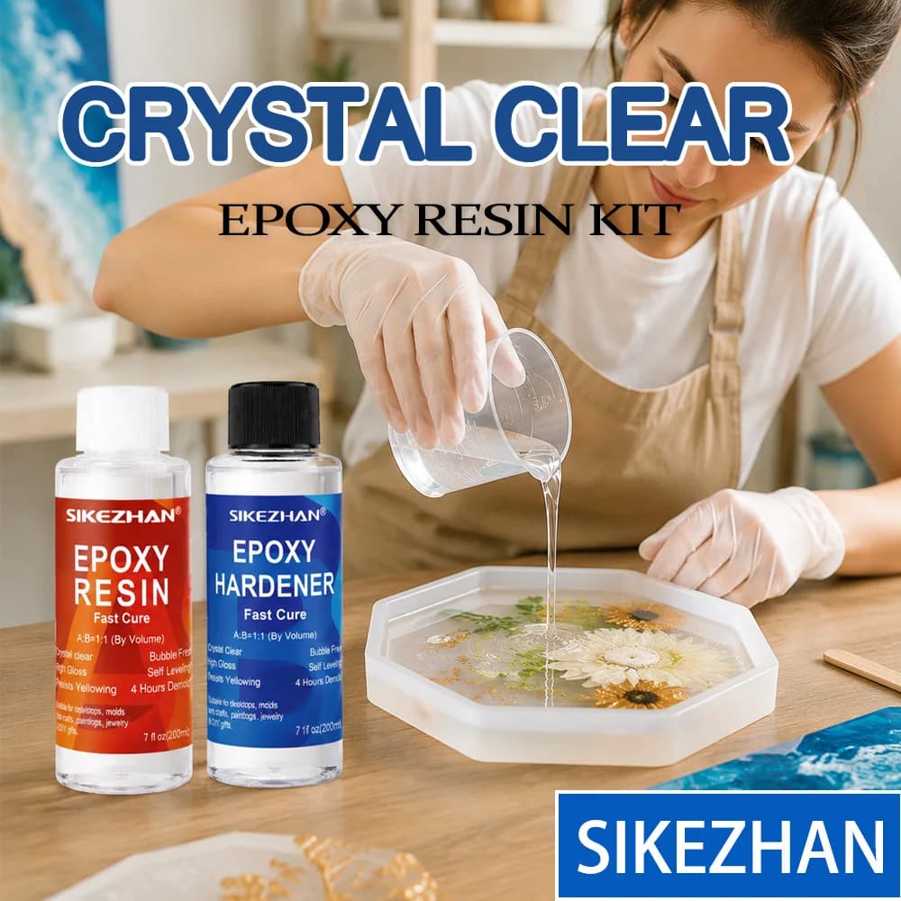 200ml Epoxy Resin Kit Clear Crystal Glue 1 To 1 Fast Cure Hardener Set For Jewelry Making Art DIY Crafts Mold Casting SIKEZHAN