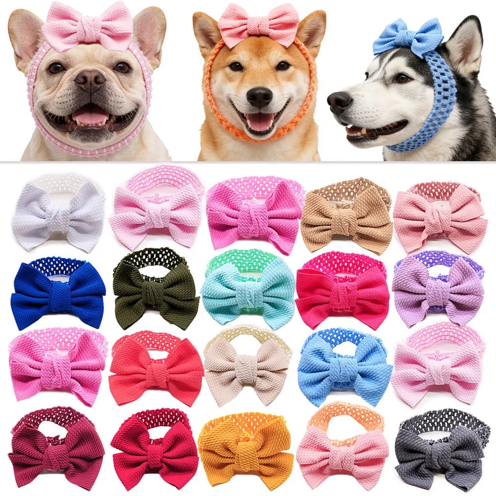 50 Pezzi Fiocchi Elastici Colorati per Cani, Grandi Fiocchi per Capelli Fatti a Mano per Cani, Accessori per Toelettatura Animali Domestici, Fiocchi all'Ingrosso per Animali Domestici