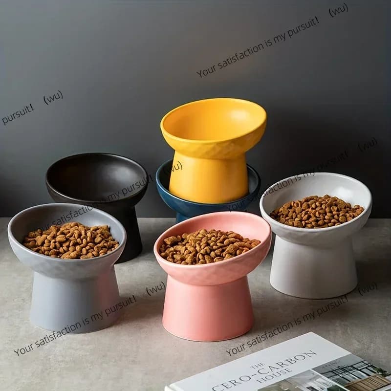 Ciotola alta in ceramica per animali domestici, con supporto confortevole per il collo, ciotola rialzata per il cibo