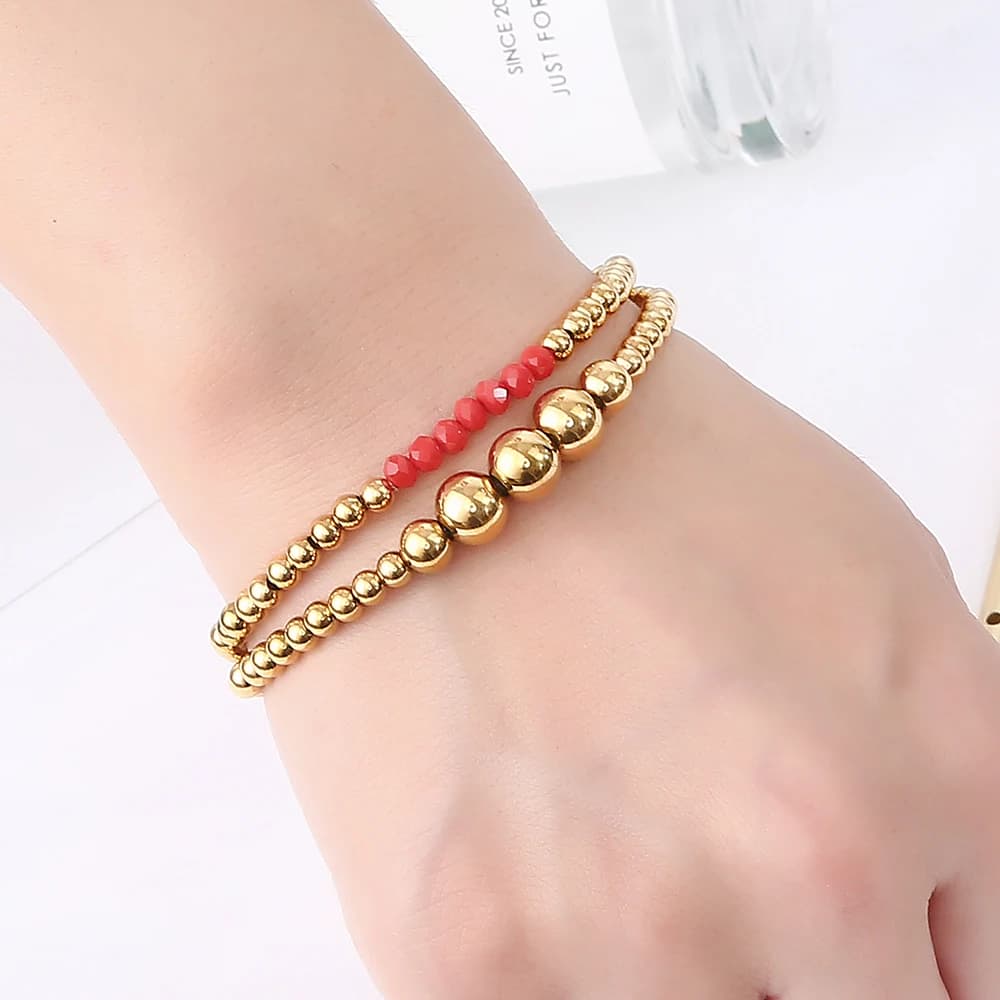 Gioielli di moda regalo quotidiano da donna perline fatte a mano braccialetti elastici in cristallo con superficie di taglio a sfera liscia e resistente all'acqua
