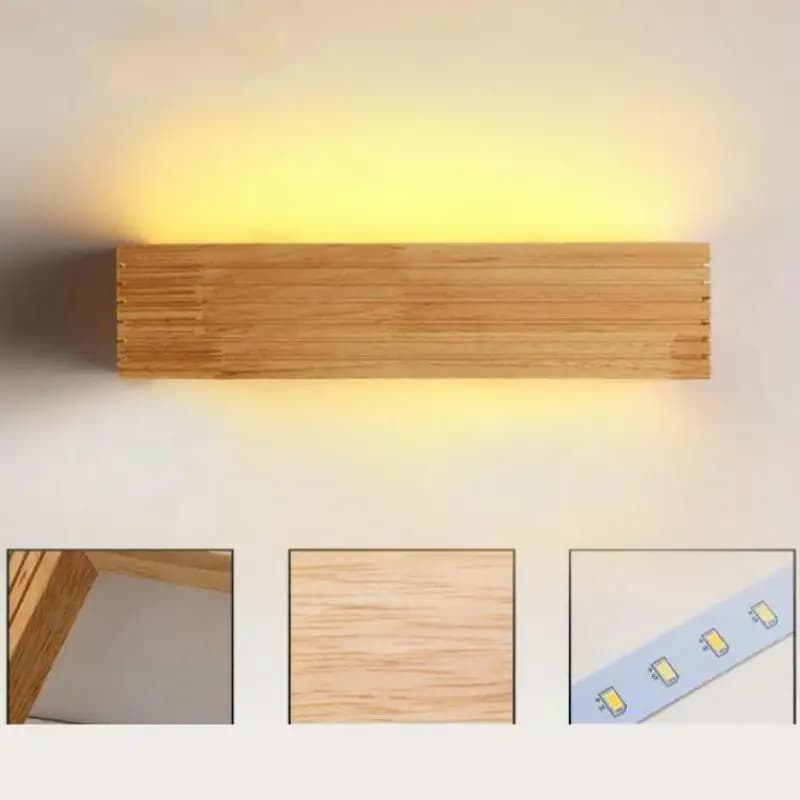 Lampada da parete moderna a LED in legno Lampada da parete a specchio in legno massello nordico Sconce per la luce dello specchio del bagno Home Deco
