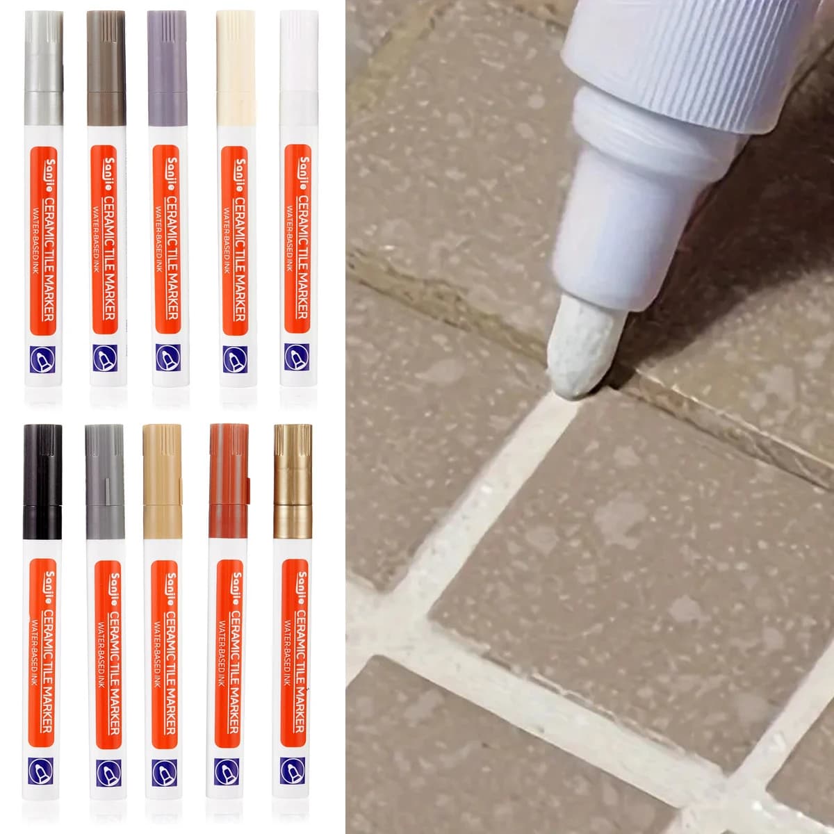 1 pz pennarelli impermeabili per fughe di piastrelle in ceramica, penna per riparazione piastrelle con riempitivo anti-muffa, mastice gel per piastrelle da bagno e cucina