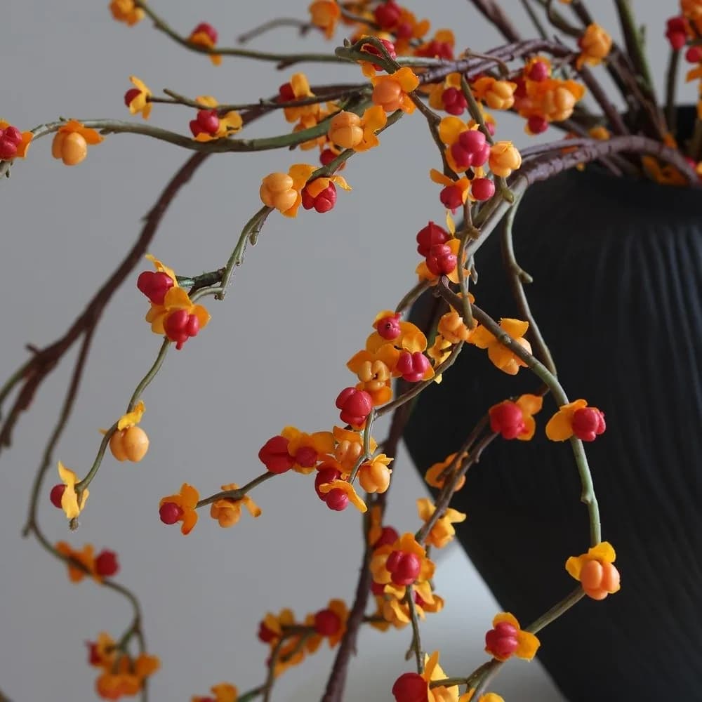 New Yellow Flower Artificial Faux Plants Decorative Plastic Fake Flowers Plant Floral Simulation Tree Branch Wedding Decoration