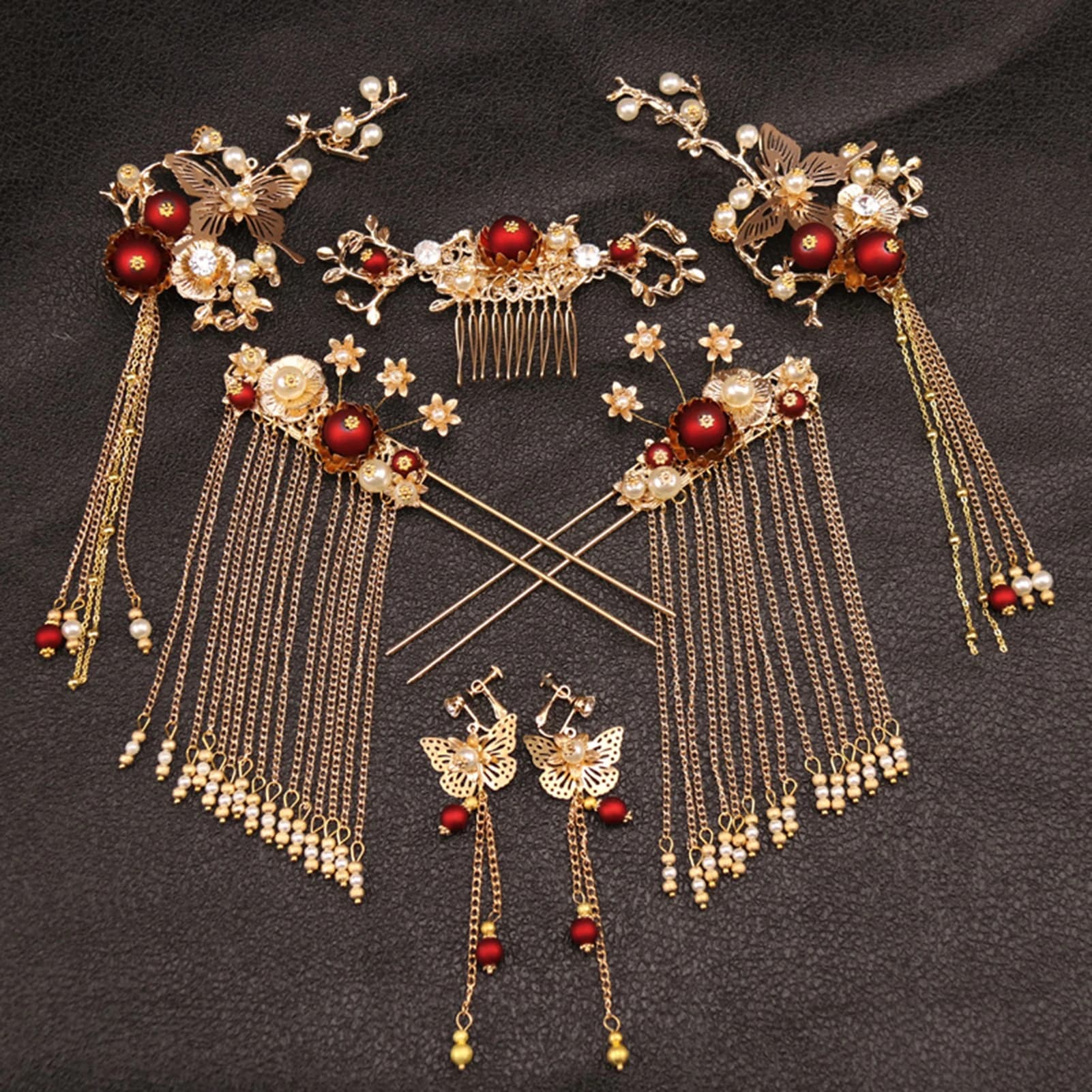 Pettini per capelli Hanfu da donna Accessori per capelli da sposa tradizionali cinesi Fascia per capelli Bastone Copricapo Testa Gioielli Copricapo da sposa Pin