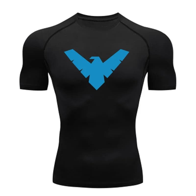 Maglietta a Compressione Estiva a Maniche Corte per Uomo, Top Sportivo, T-Shirt da Corsa ad Asciugatura Rapida, Abbigliamento da Palestra, Protezione Solare a Maniche Lunghe