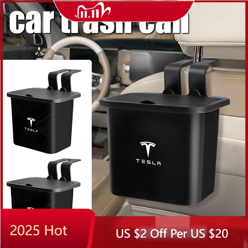 Adesivo per auto 1 pz Car Stying Appeso Scatola di immagazzinaggio della spazzatura Accessori interni auto per Tesla Modello 3 Modello S Modello X Y 2020 2021 20