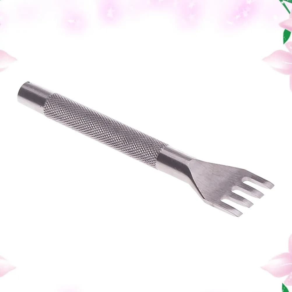 4Mm 4-Tooth Professional Punching Tool for DIY Bags Crafting High-Strength Steel Rhombus Tooth Chisel Smooth Handle