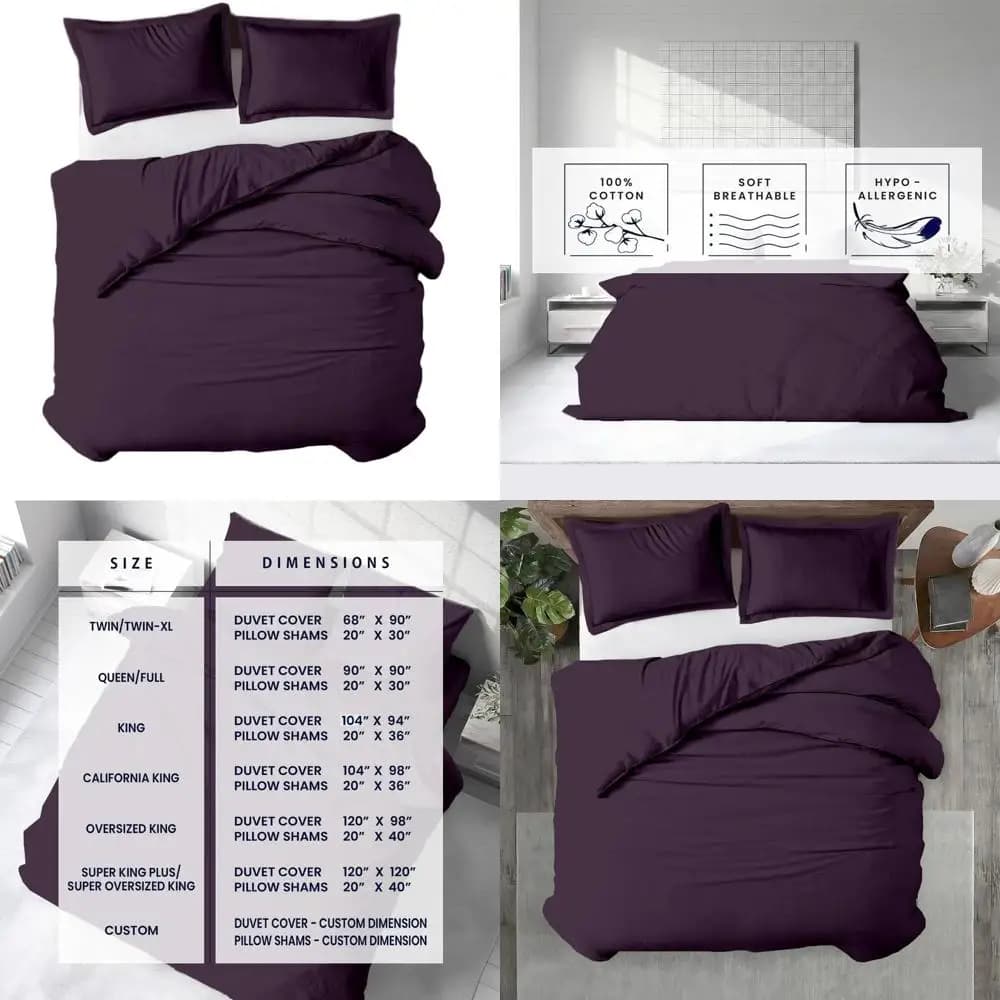 Set Copripiumino California King - 100% Cotone Egiziano, 600 Fili, Ultra Morbido, Premium Durevole, Chiusura con Cerniera e Lacci, Pl