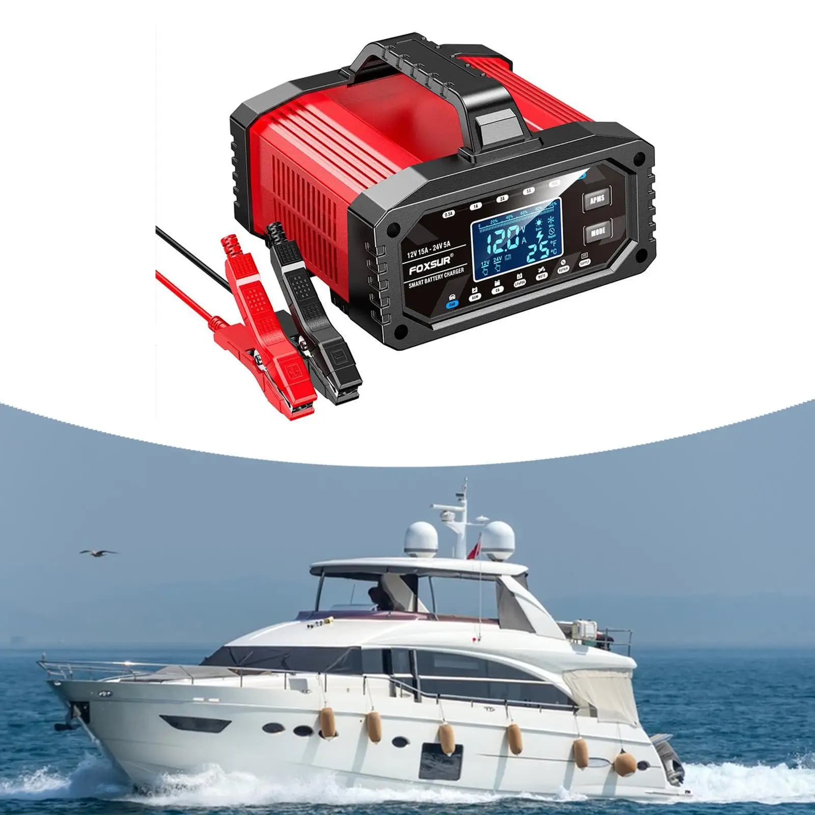 Caricabatteria per auto con processo di ricarica a 10 fasi Booster batteria automobilistica portatile da 220 V per la manutenzione dei veicoli