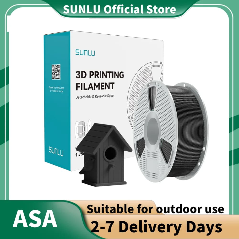 Filamento SUNLU ASA 1,75 mm 1 kg (2,2 libbre) Filamento per stampante 3D resistente ai raggi UV/pioggia/calore da UE/USA/Regno Unito