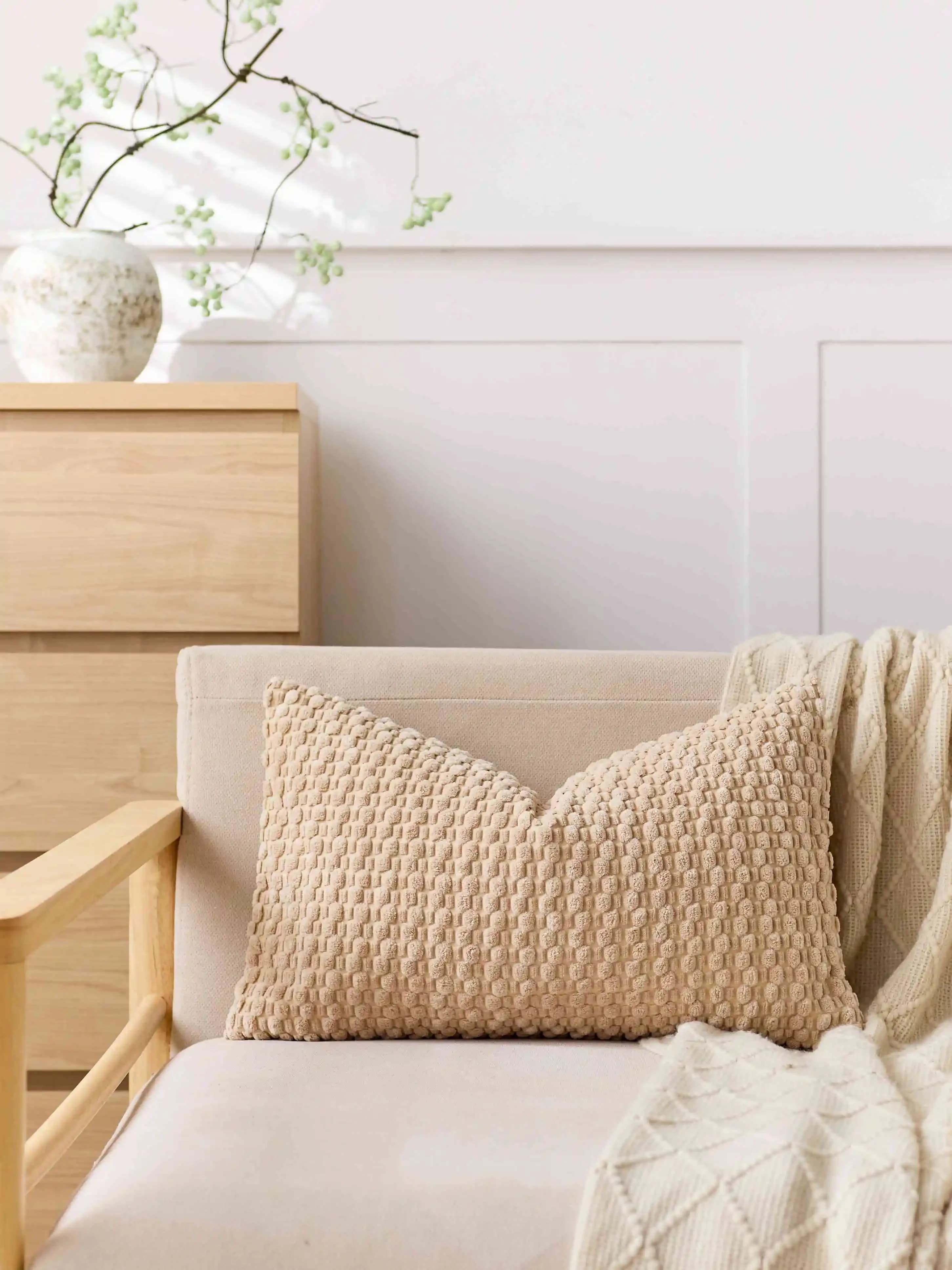 2025 Nuova fodera per cuscino decorativa beige a righe 30x50CM Fodera per cuscino in velluto a coste Boho Fodera per cuscino lombare per divano Room Home Decor