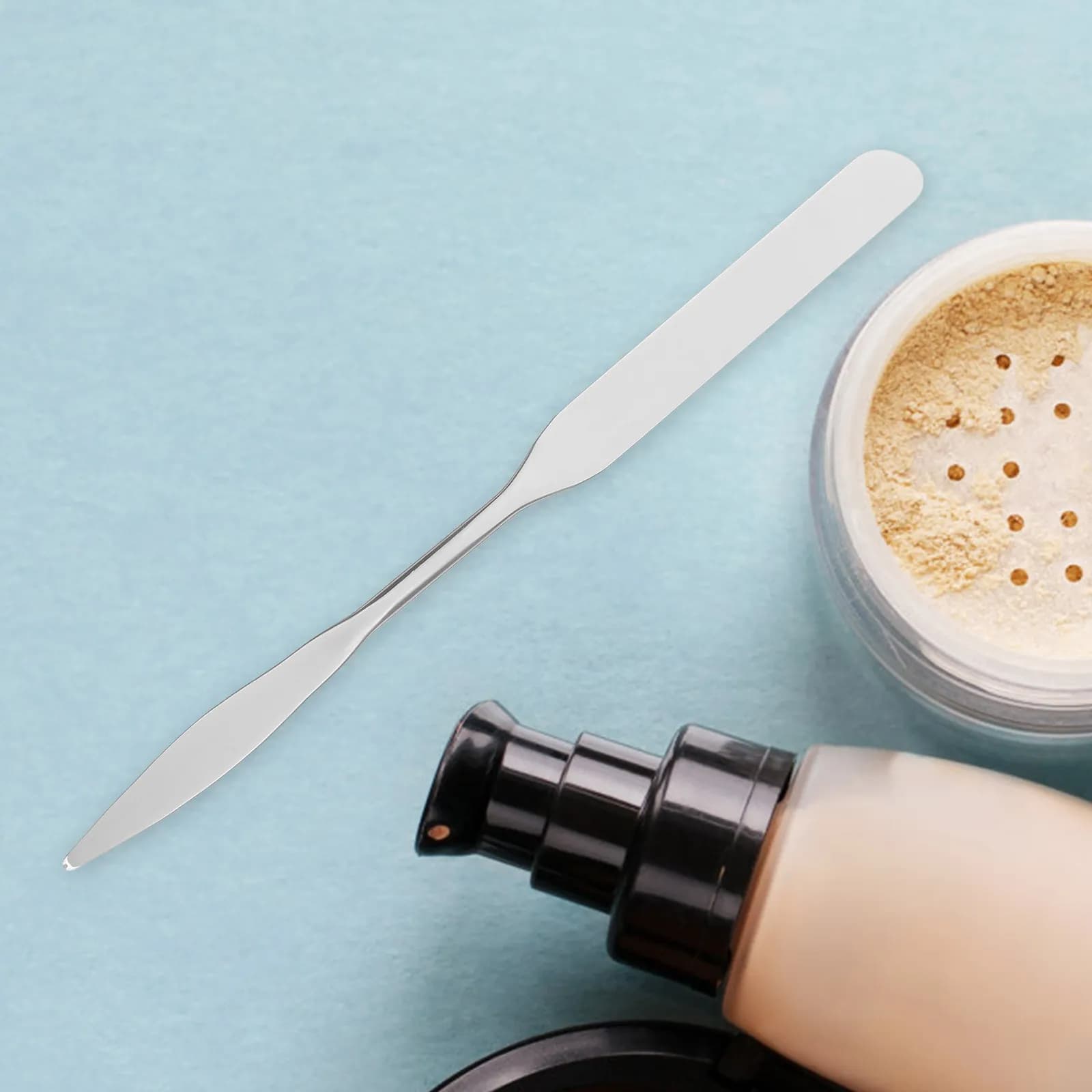 Set di 1 Spatola in Acciaio Inox per Miscelare il Trucco, Asta Lunga per Mescolare, Mixer per Pigmenti e Fondotinta per Nail Art
