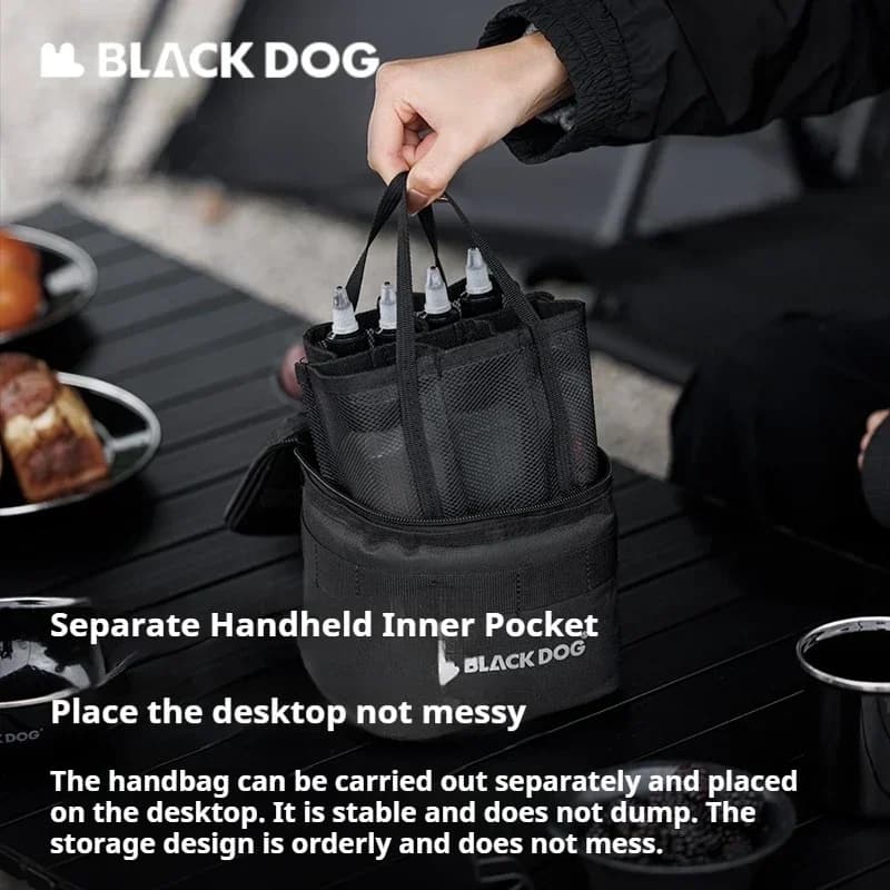 Naturehike BLACKDOG Barattolo per barbecue da campeggio Contenitore per spezie Kit organizer 600D Borsa per condimenti Set di bottiglie per condimenti Picnic all'aperto