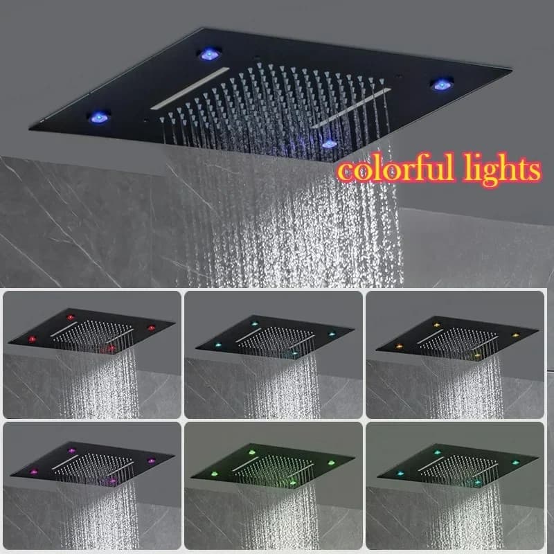 Set Doccia Termostatico in Ottone con Display Digitale, Installazione a Soffitto Nascosta, Miscelatore Acqua Calda e Fredda per Bagno