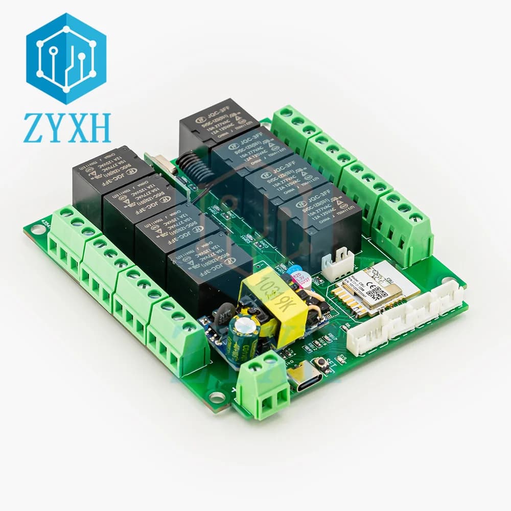 Support relay remote control Tuya 8 channels WiFi/Zigbee Display 4-way circuit status + control input temperature and humidity 4