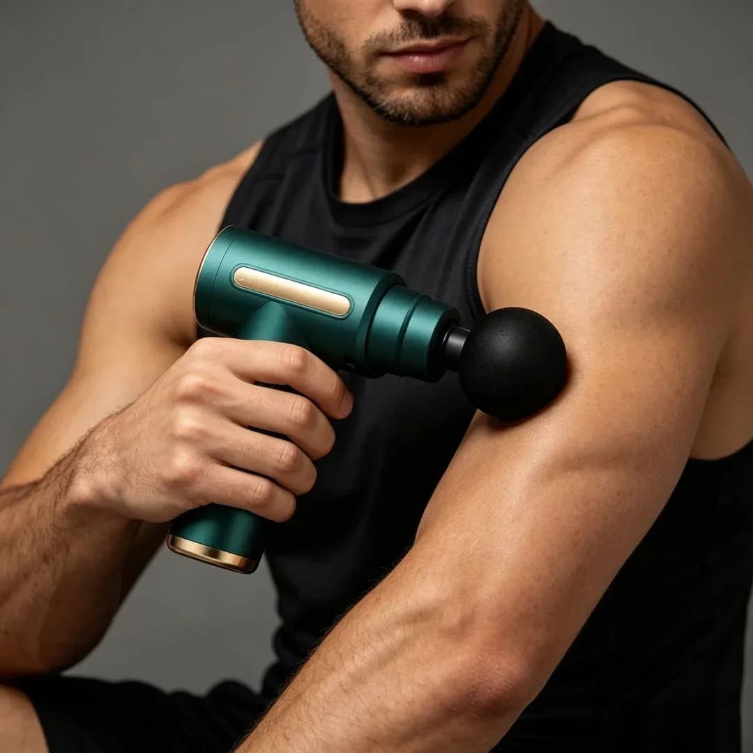 Pistola massaggiante multifunzionale, mini pistola elettrica per il massaggio muscolare, potente vibratore rilassante con 4 testine sostituibili per il sollievo muscolare e il fitness