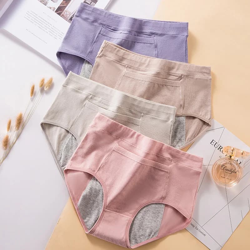 4 pezzi di biancheria intima fisiologica oversize a vita alta biancheria intima di cotone pantaloni sanitari di sicurezza mestruali a tenuta stagna da DONNA