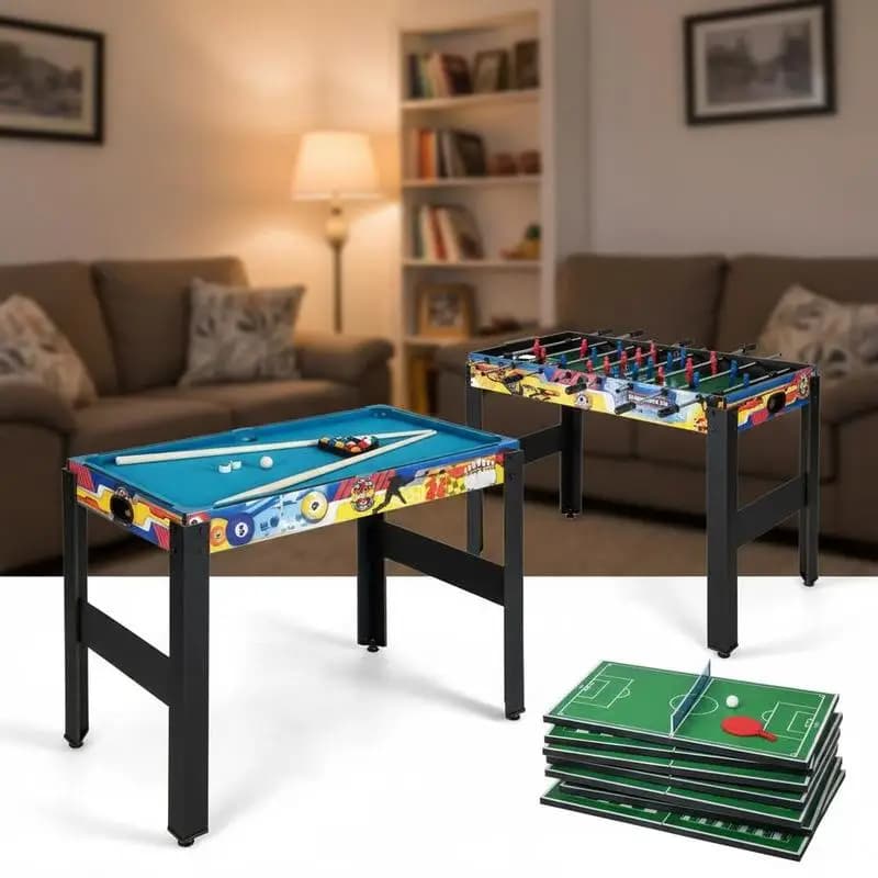 12-in-1 Combo Game Table Set with Foosball Air Hockey Pool Chess and Ping Pong
