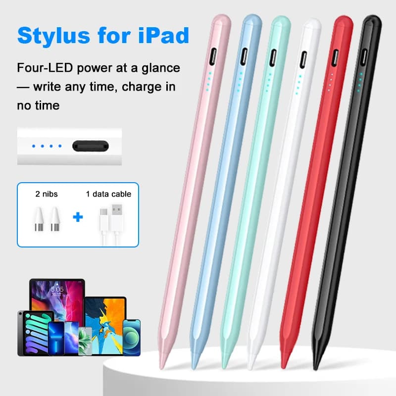 Penna Stilo a Ricarica Rapida, Lunga Durata in Standby, Sensibilità all'Inclinazione per Disegno Preciso, Ampia Compatibilità per Apple Samsung Huawei
