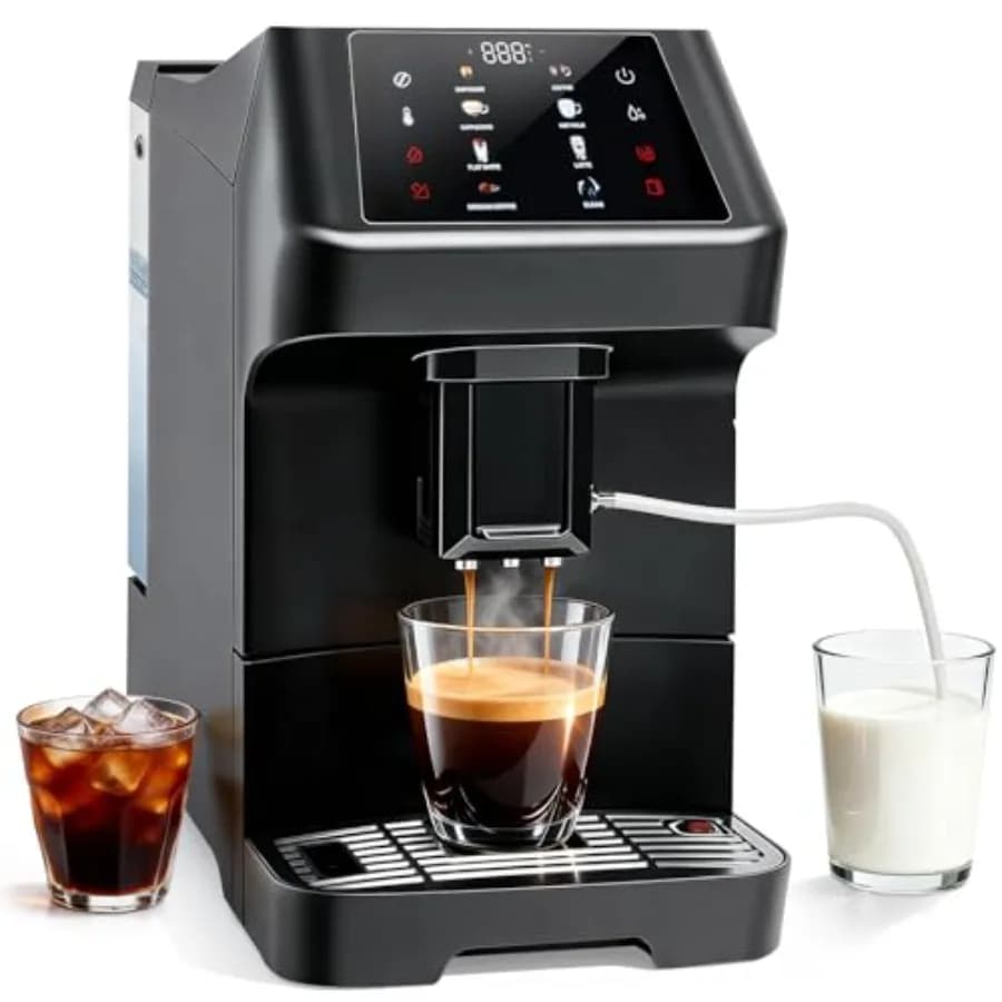 Macchina per Espresso Automatica con Macinacaffè, 19 Bar, in Acciaio Inox per Casa e Ufficio, per Amanti del Caffè, con Funzione Autopulente